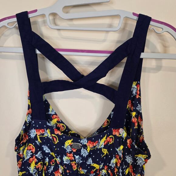 Women's Quiksilver Blue Floral Maxi Dress Cross Back | Size XS - Picture 6 of 11